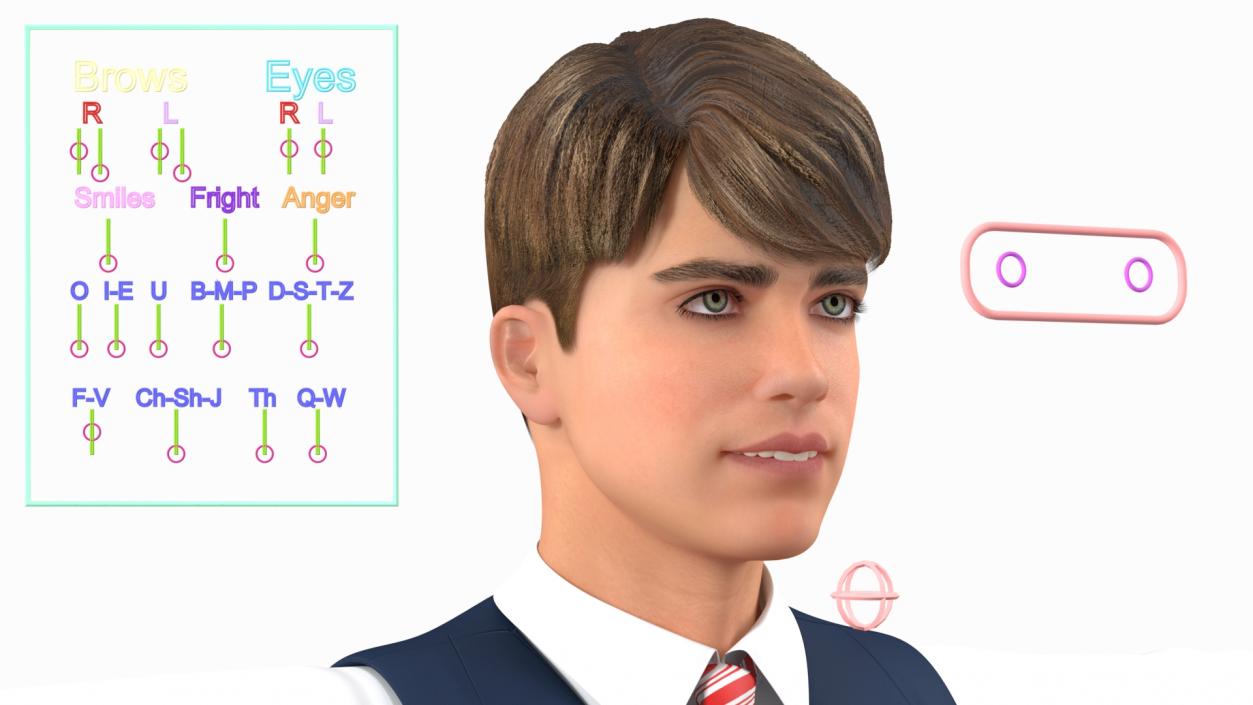 3D Teenage Boy School Uniform Rigged model