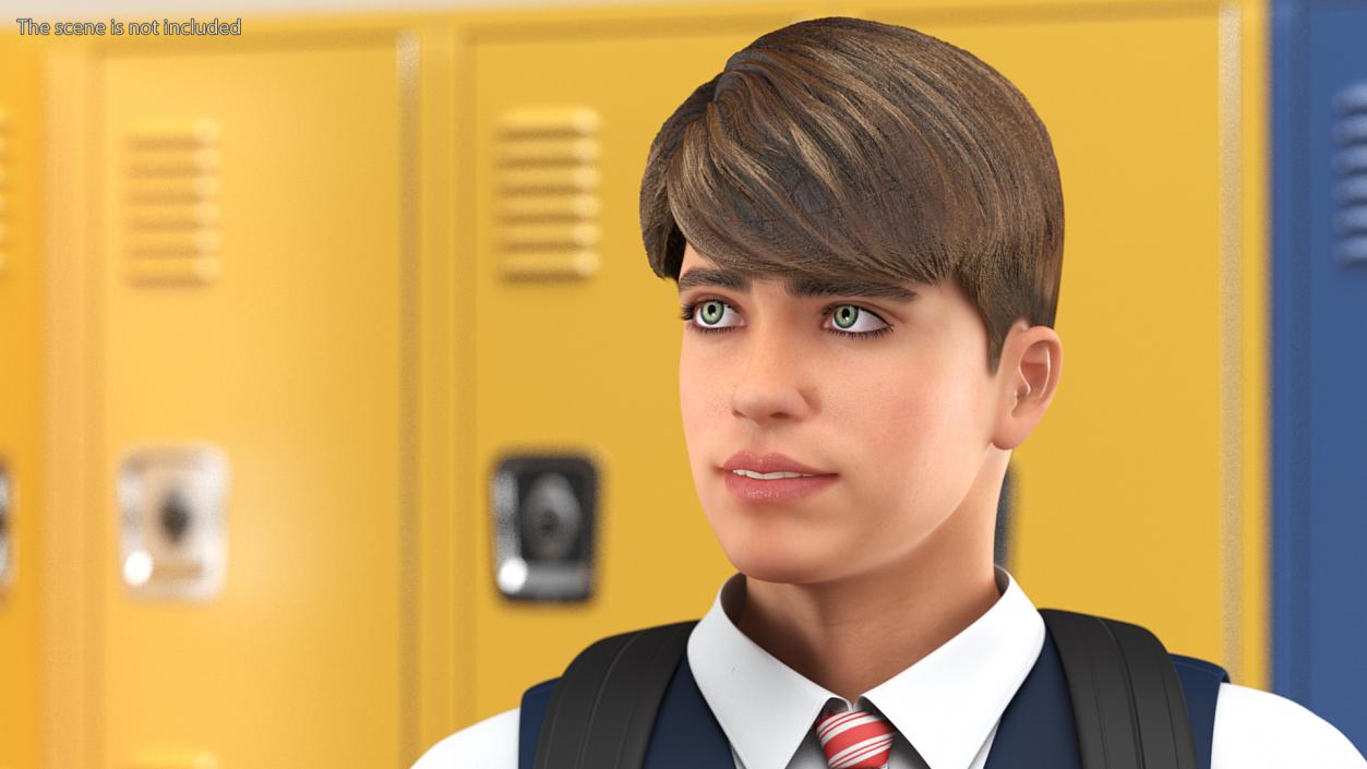 3D Teenage Boy School Uniform Rigged model