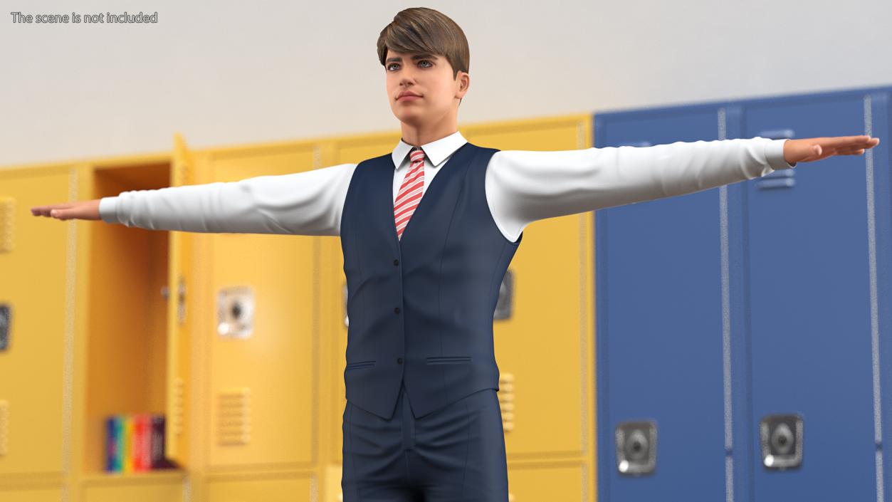 3D Teenage Boy School Uniform Rigged model