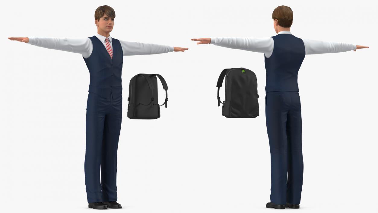 3D Teenage Boy School Uniform Rigged model