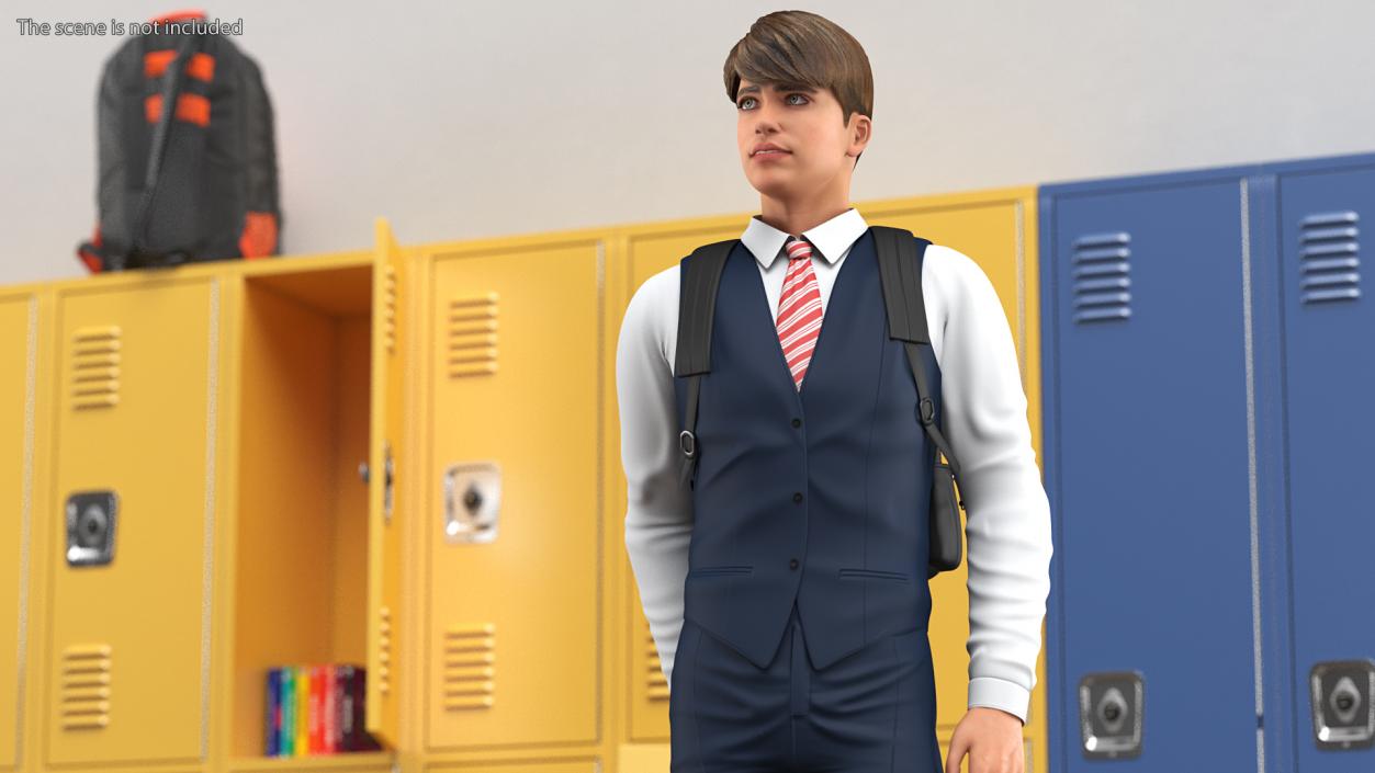 3D Teenage Boy School Uniform Rigged model