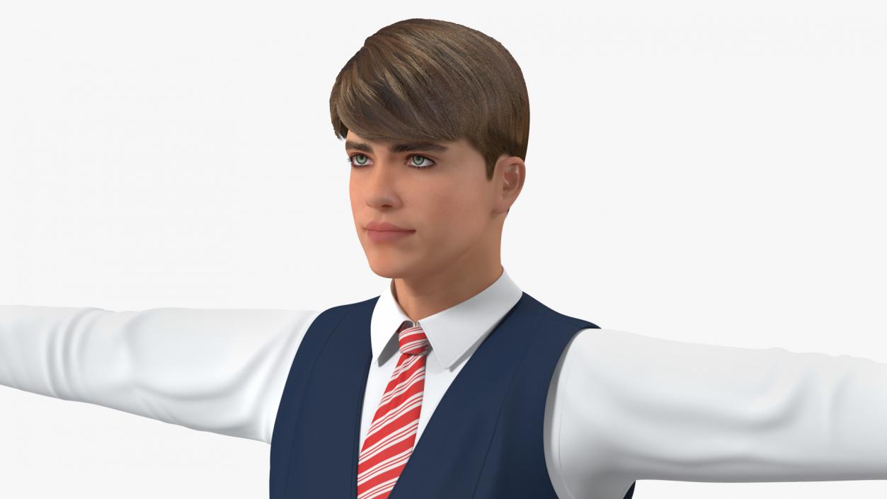 3D Teenage Boy School Uniform Rigged model