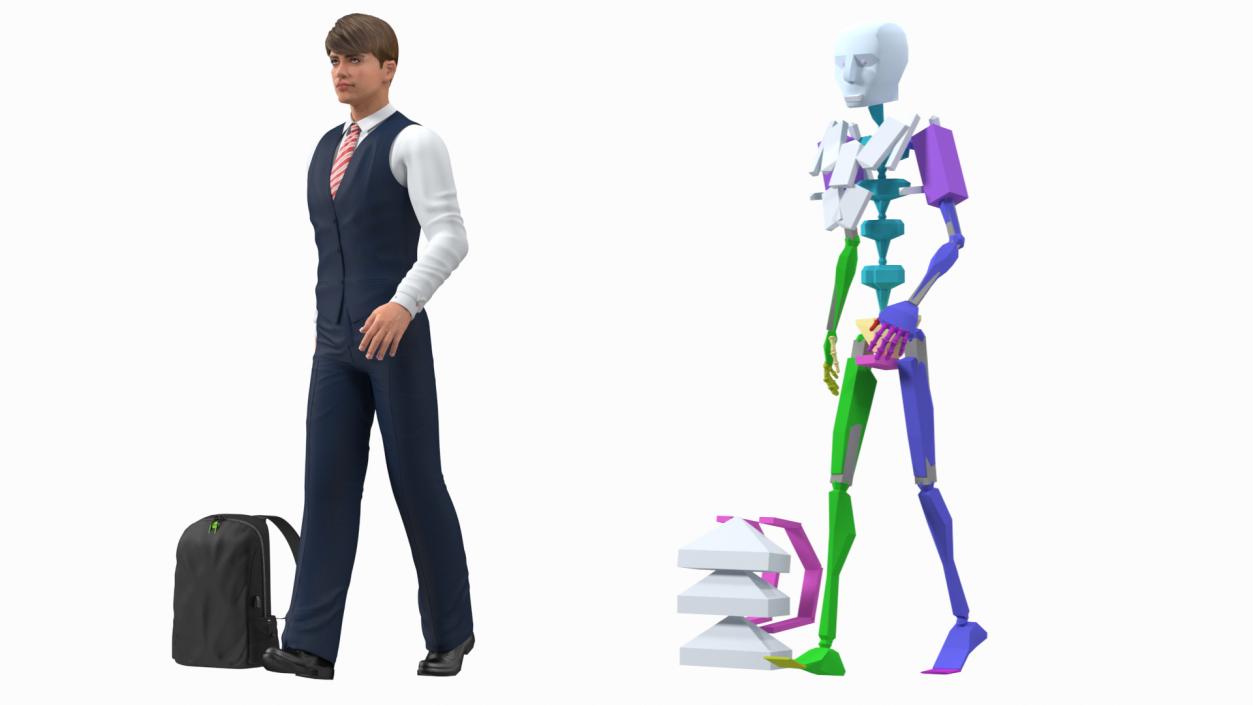 3D Teenage Boy School Uniform Rigged model