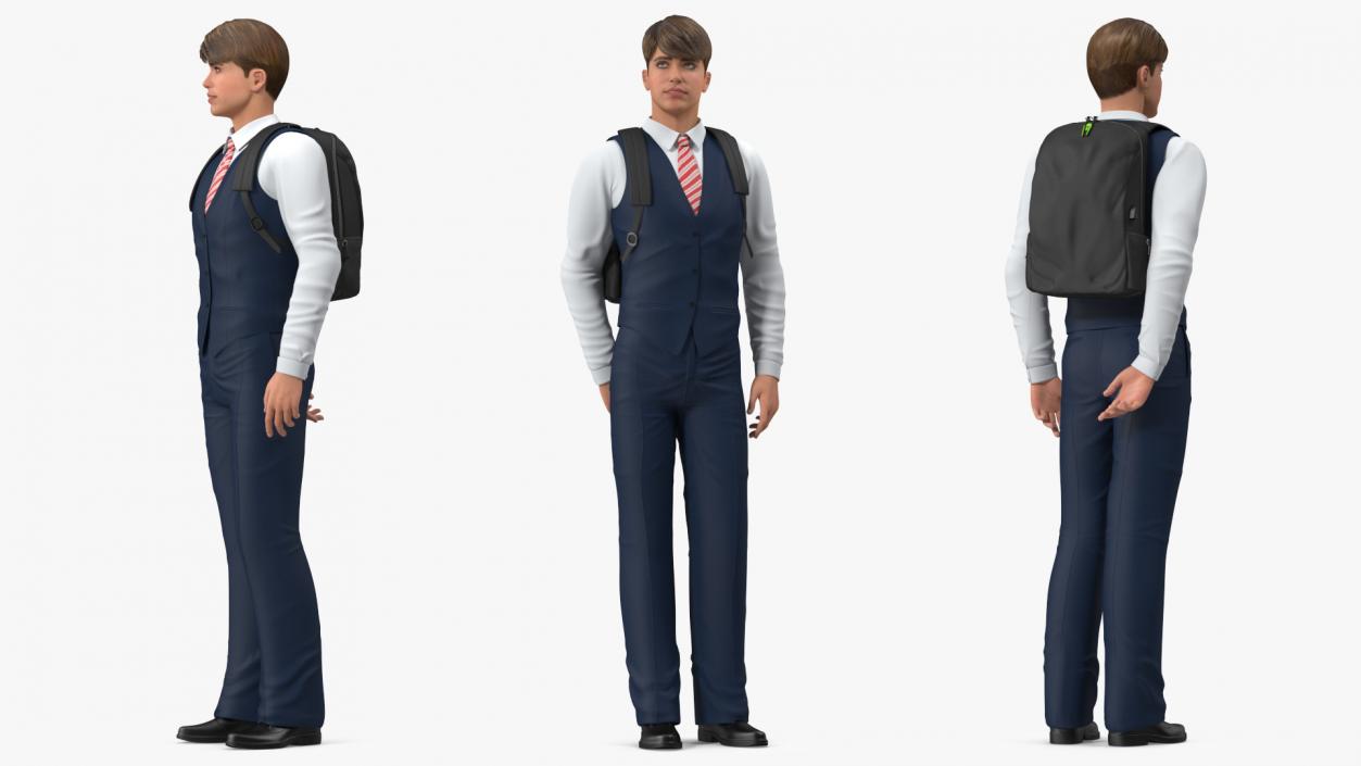 3D Teenage Boy School Uniform Rigged model