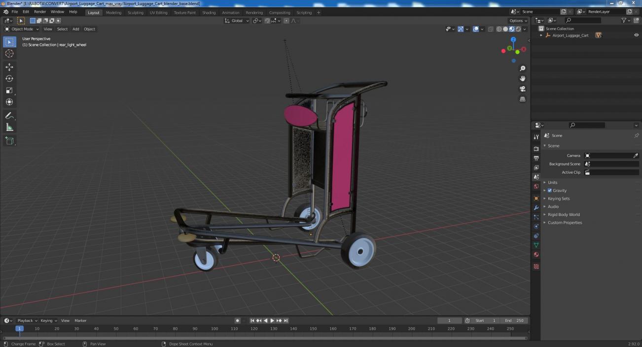 3D model Airport Luggage Cart