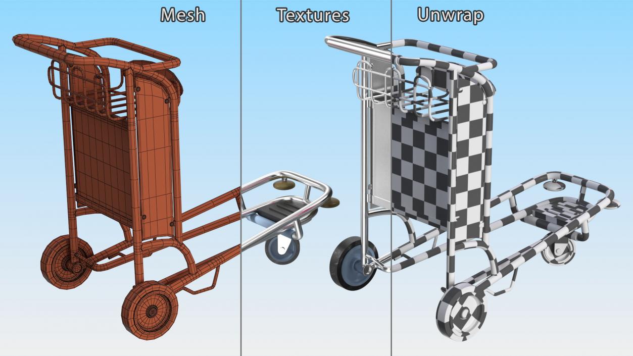 3D model Airport Luggage Cart