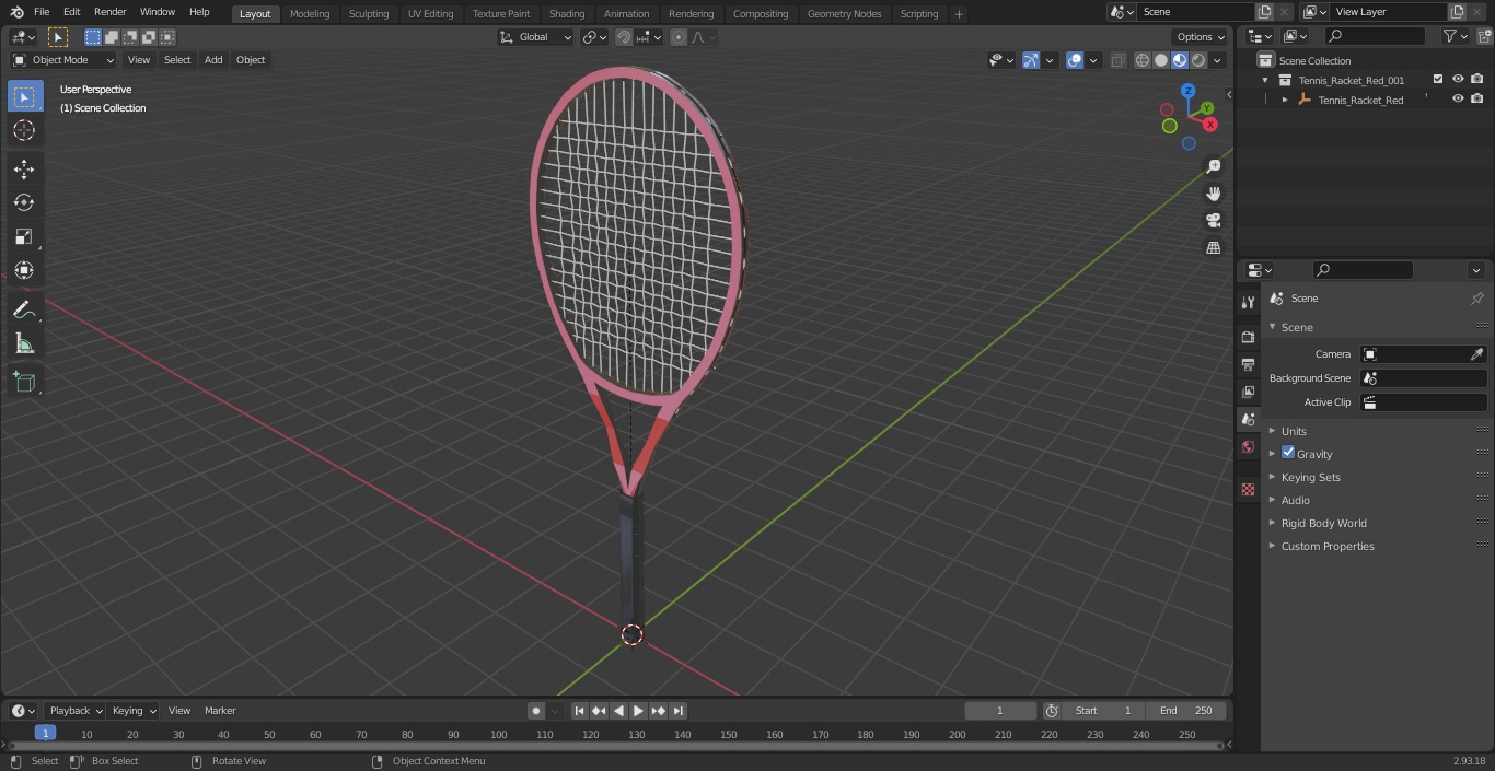 Tennis Racket Red 3D