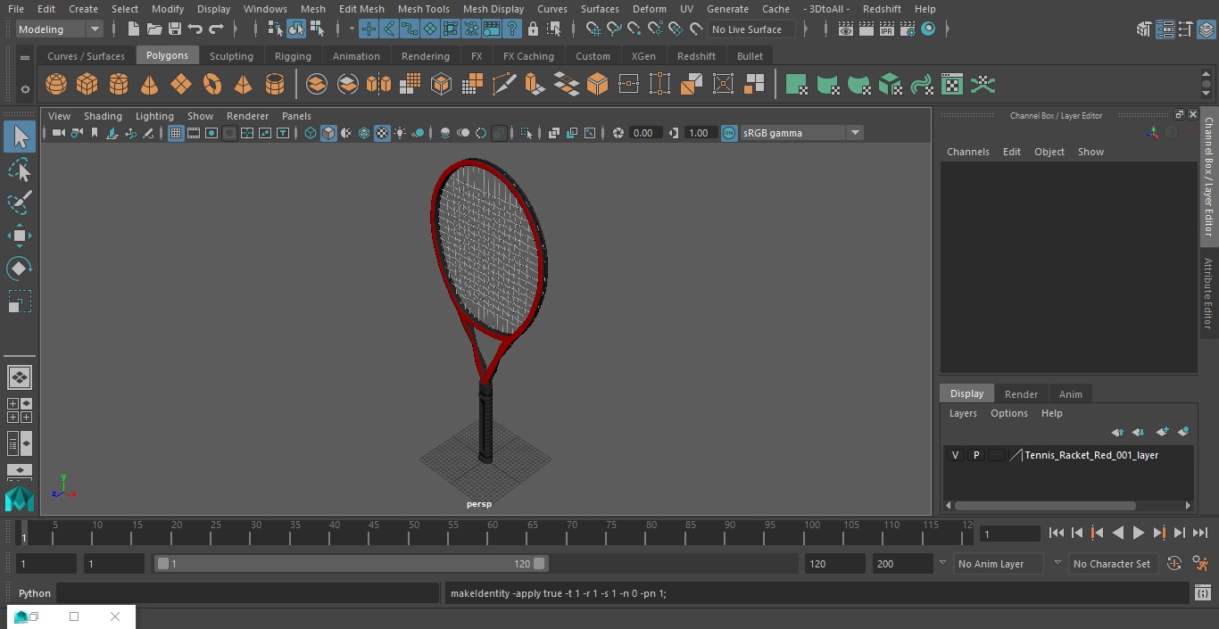 Tennis Racket Red 3D