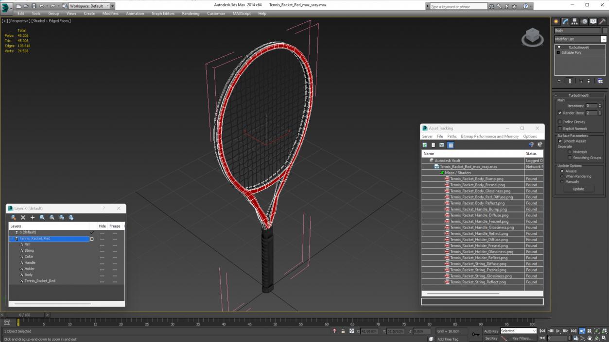 Tennis Racket Red 3D