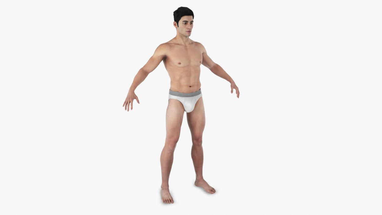 3D Male Physique Character A-pose Fur 2