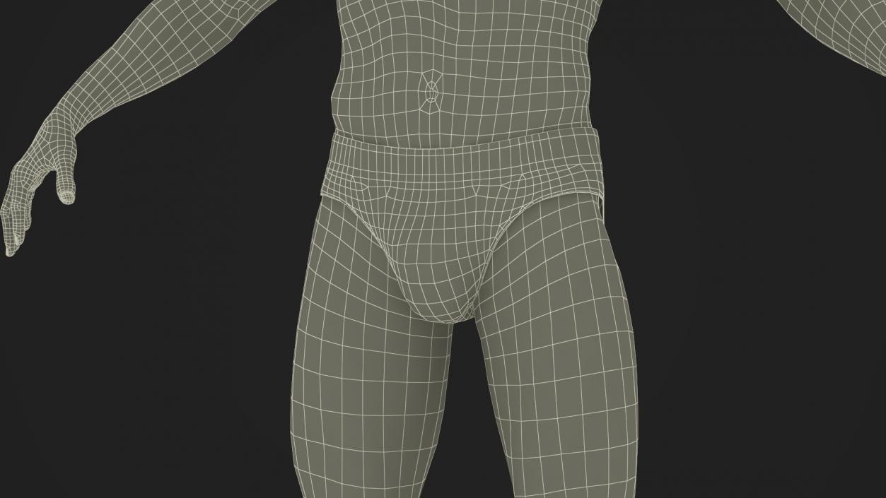 3D Male Physique Character A-pose Fur 2