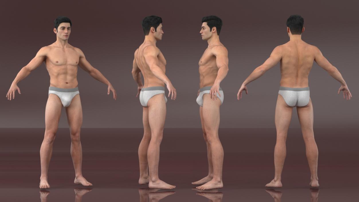 3D Male Physique Character A-pose Fur 2