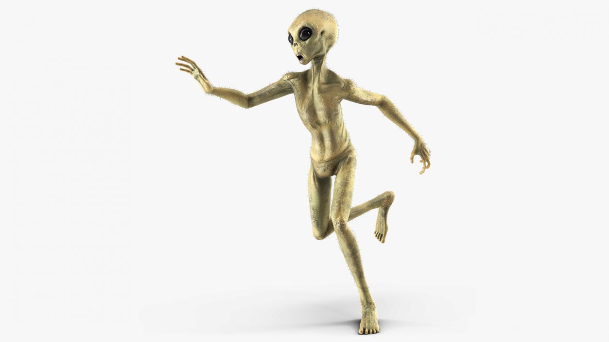 3D Humanoid Alien Running Pose Fur