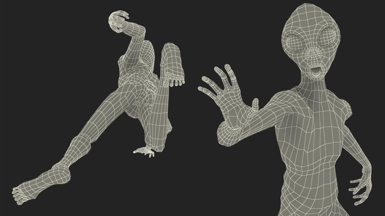 3D Humanoid Alien Running Pose Fur