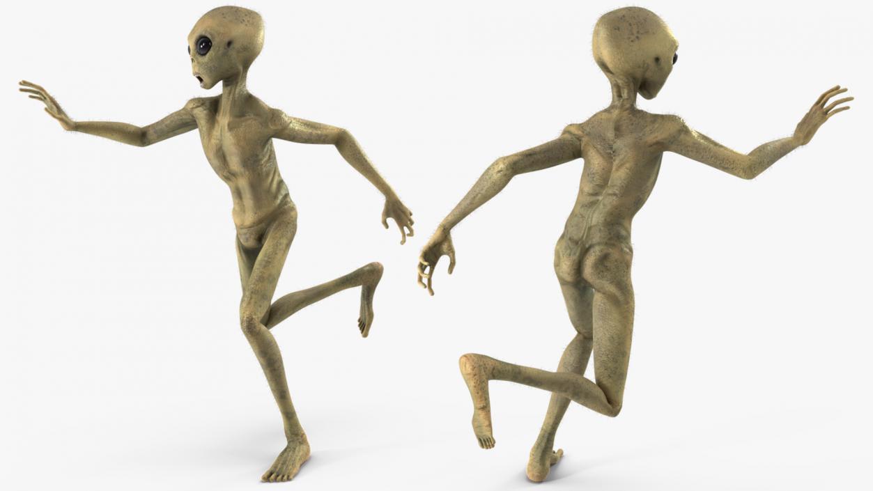 3D Humanoid Alien Running Pose Fur