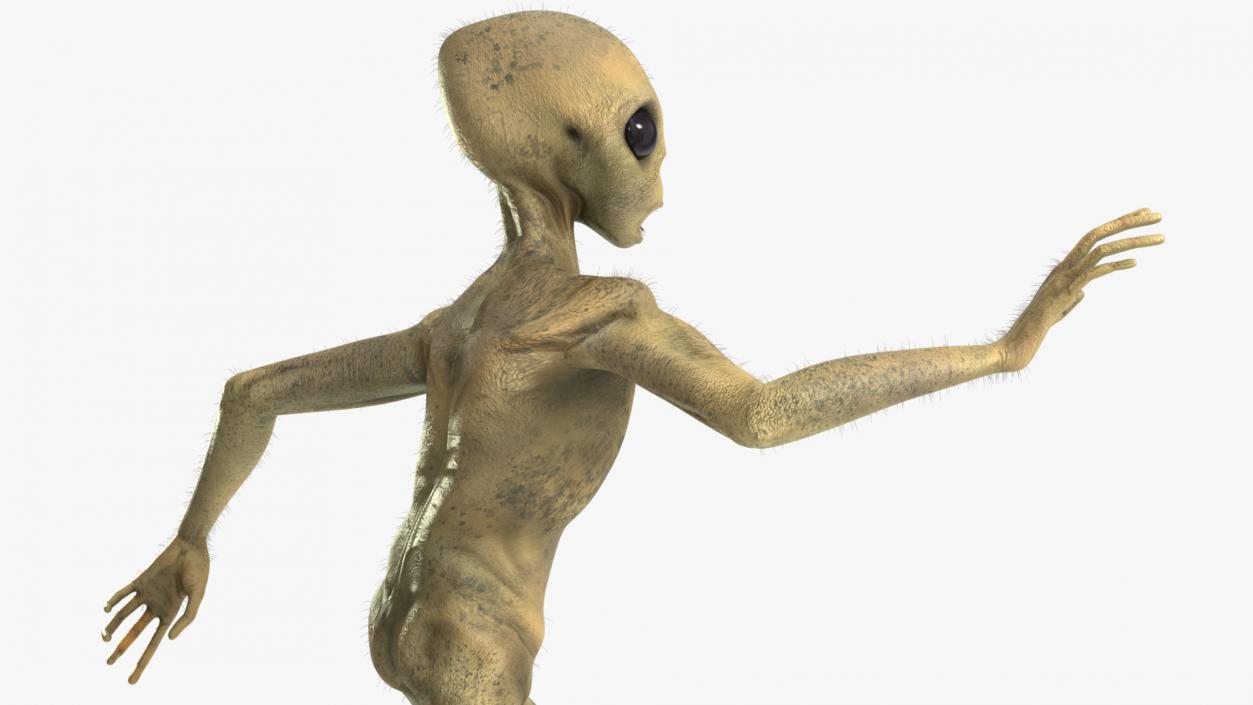 3D Humanoid Alien Running Pose Fur