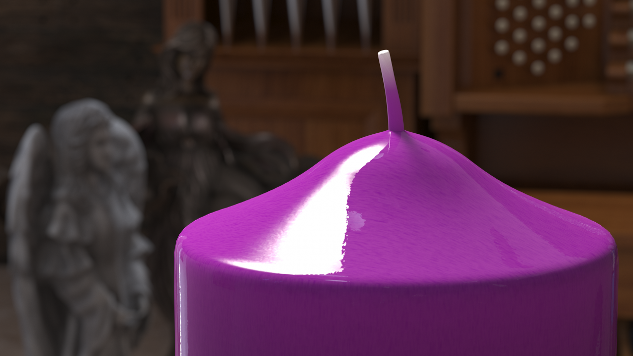 3D model Dome Top Altar Pillar Candle Purple