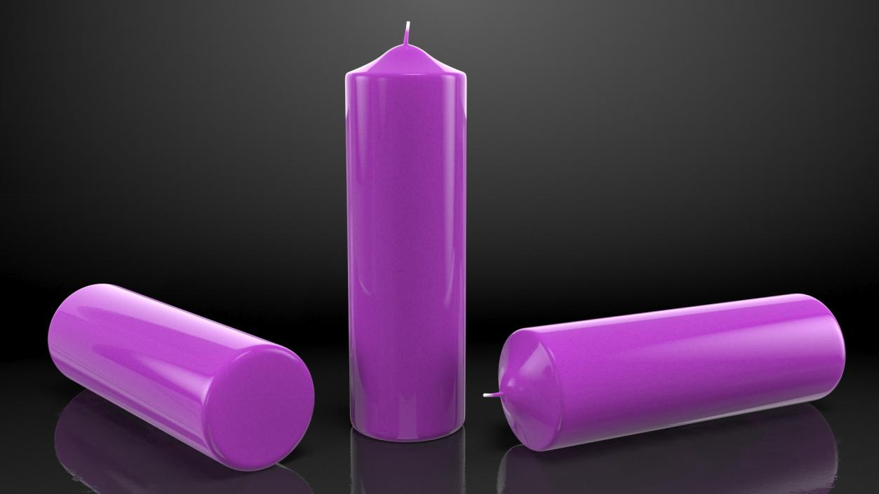 3D model Dome Top Altar Pillar Candle Purple