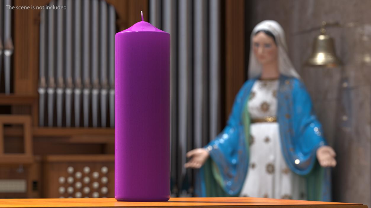 3D model Dome Top Altar Pillar Candle Purple