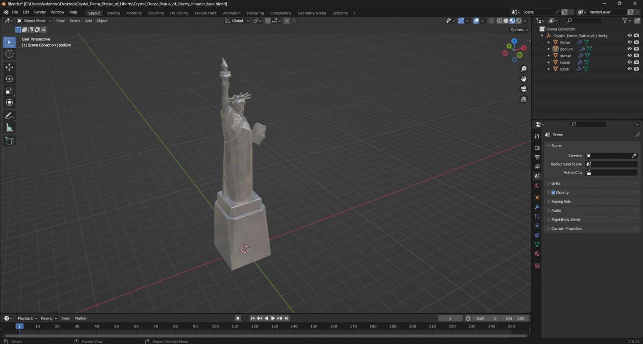 3D Crystal Decor Statue of Liberty 2 model