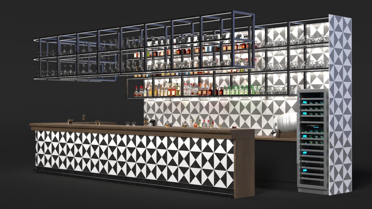 3D model Modern Bar Counter Filled