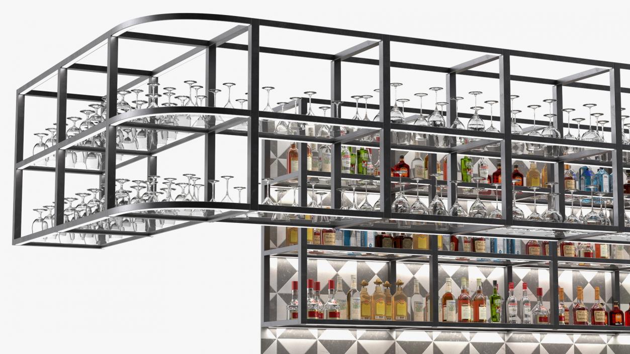 3D model Modern Bar Counter Filled