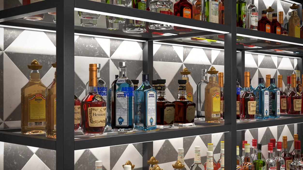 3D model Modern Bar Counter Filled