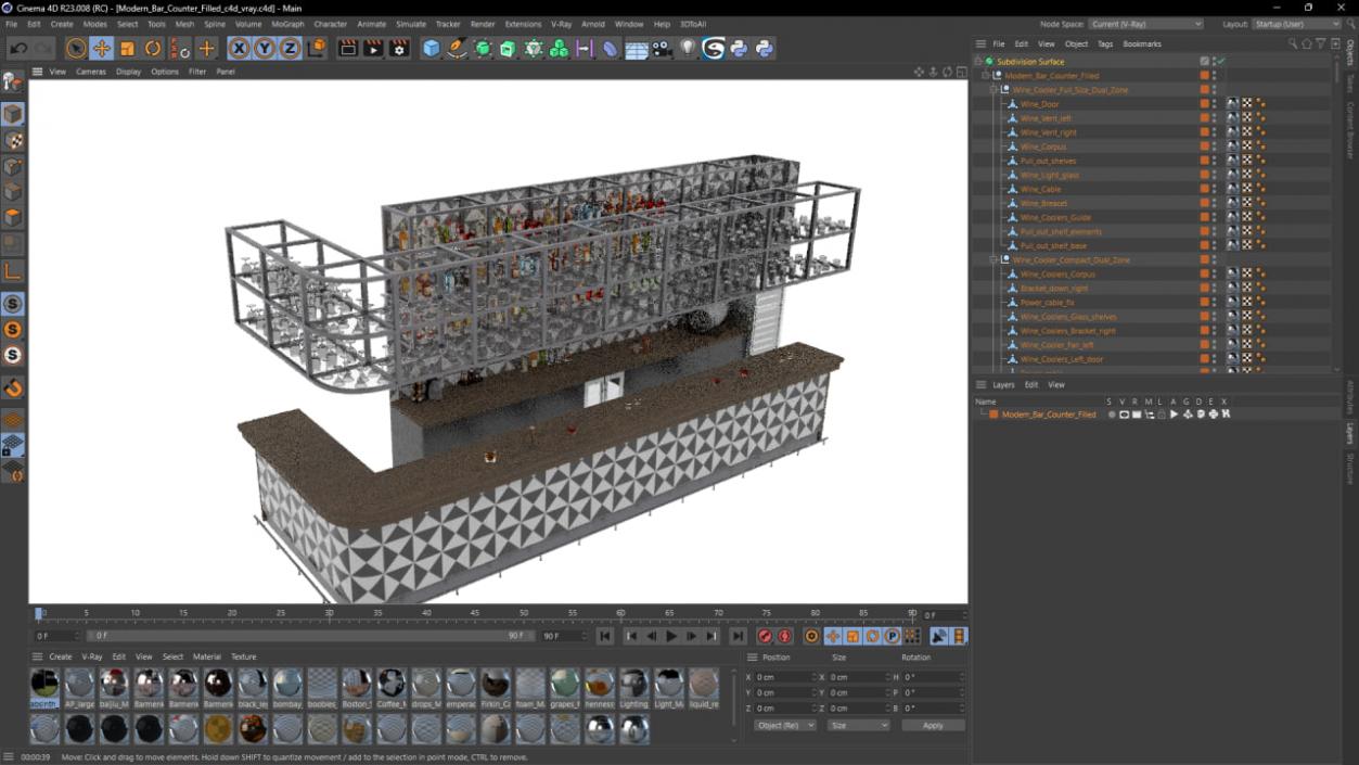 3D model Modern Bar Counter Filled