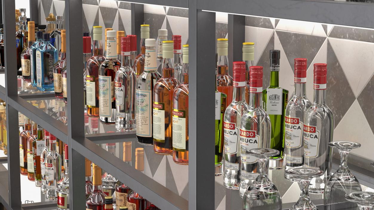 3D model Modern Bar Counter Filled