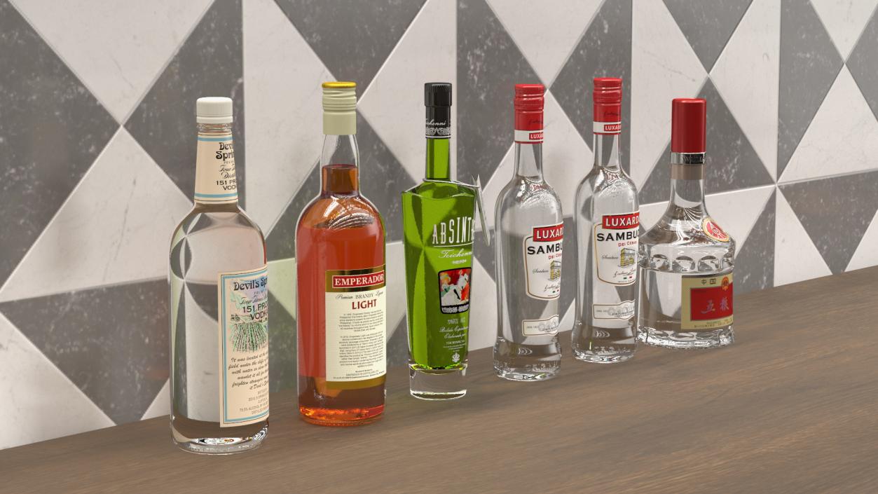 3D model Modern Bar Counter Filled