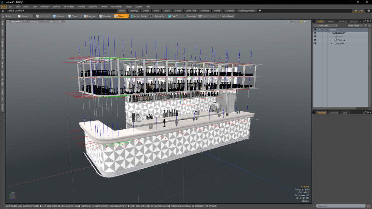 3D model Modern Bar Counter Filled