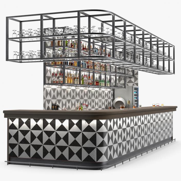 3D model Modern Bar Counter Filled