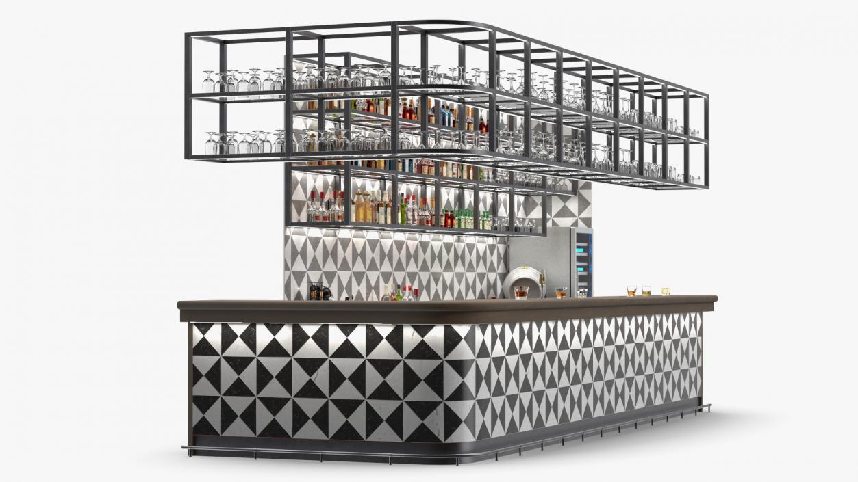 3D model Modern Bar Counter Filled