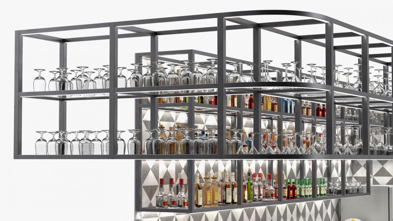 3D model Modern Bar Counter Filled