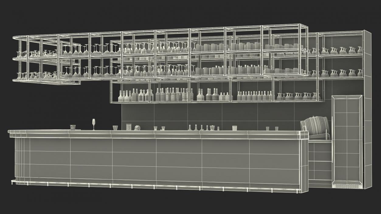 3D model Modern Bar Counter Filled