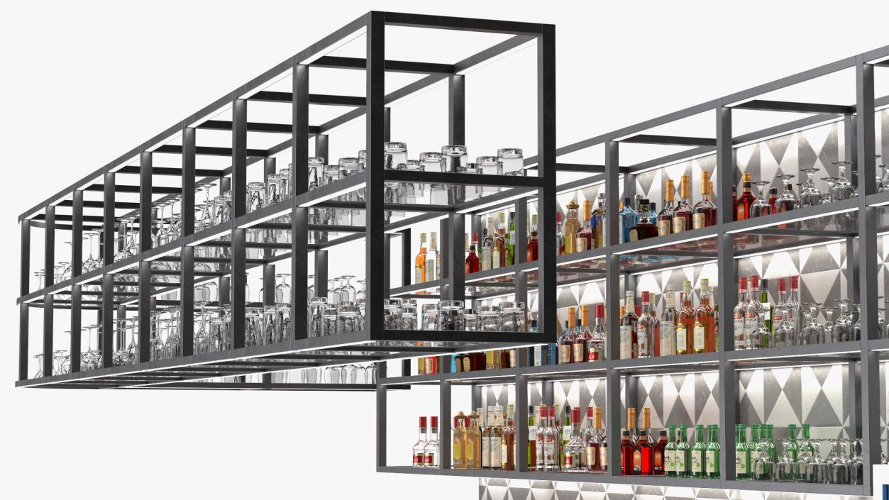 3D model Modern Bar Counter Filled