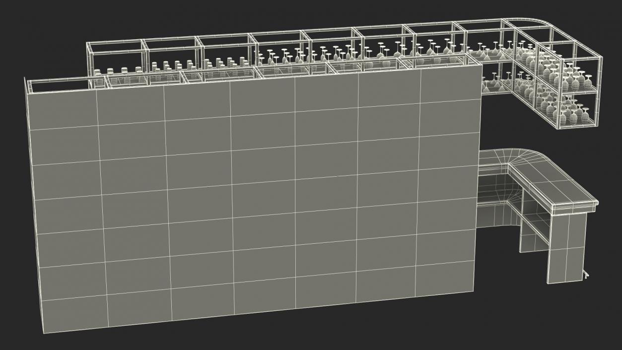 3D model Modern Bar Counter Filled