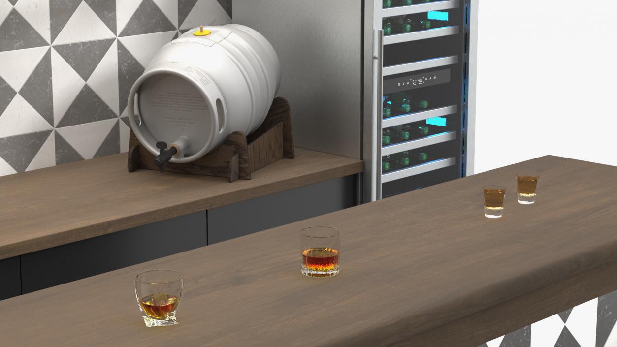 3D model Modern Bar Counter Filled