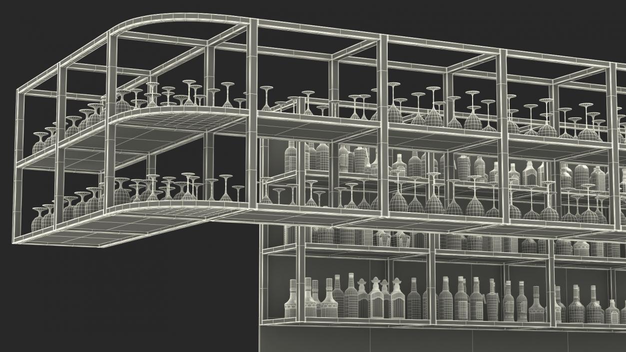 3D model Modern Bar Counter Filled