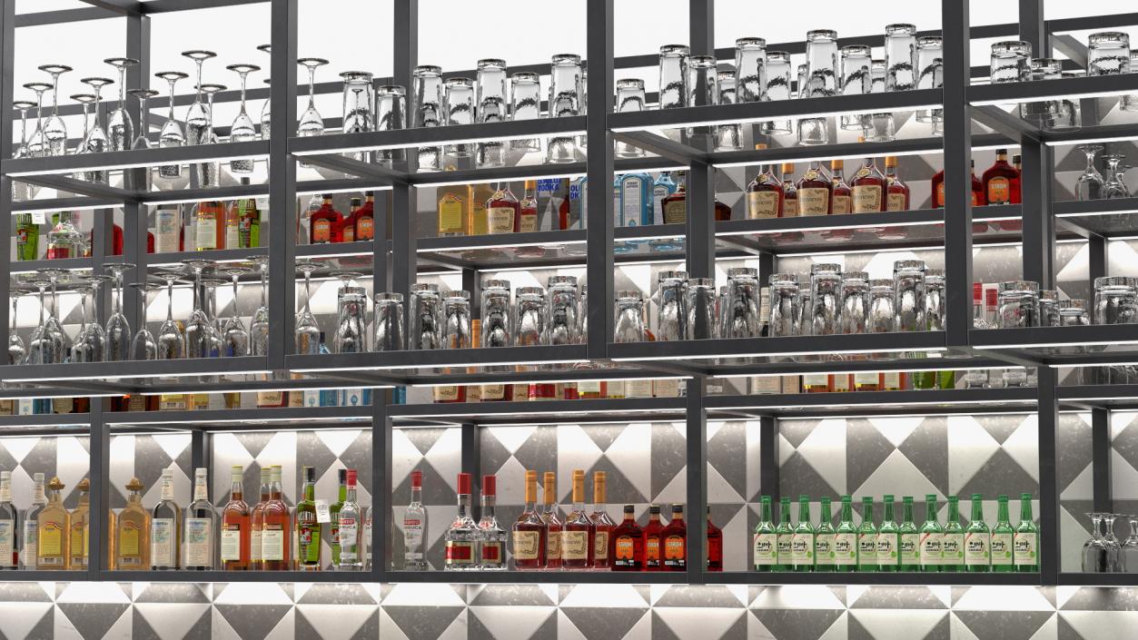 3D model Modern Bar Counter Filled