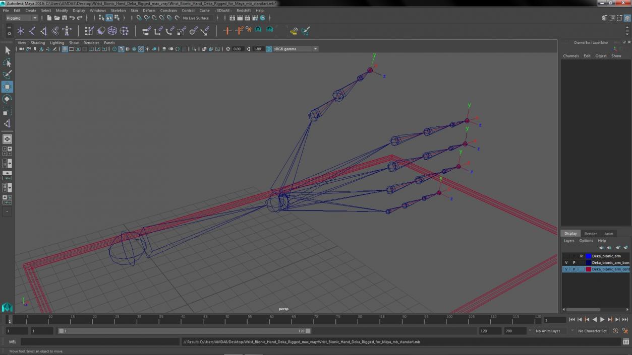 3D Wrist Bionic Hand Deka Rigged for Maya model