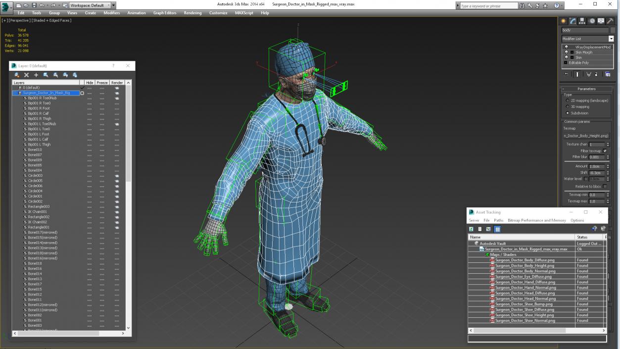 Surgeon Doctor in Mask Rigged 3D model