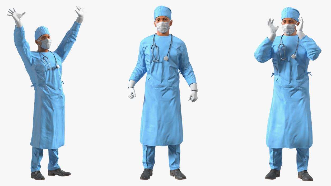 Surgeon Doctor in Mask Rigged 3D model