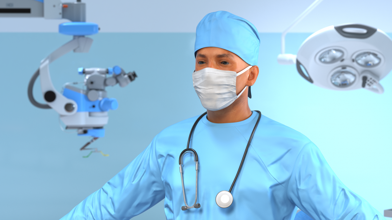 Surgeon Doctor in Mask Rigged 3D model