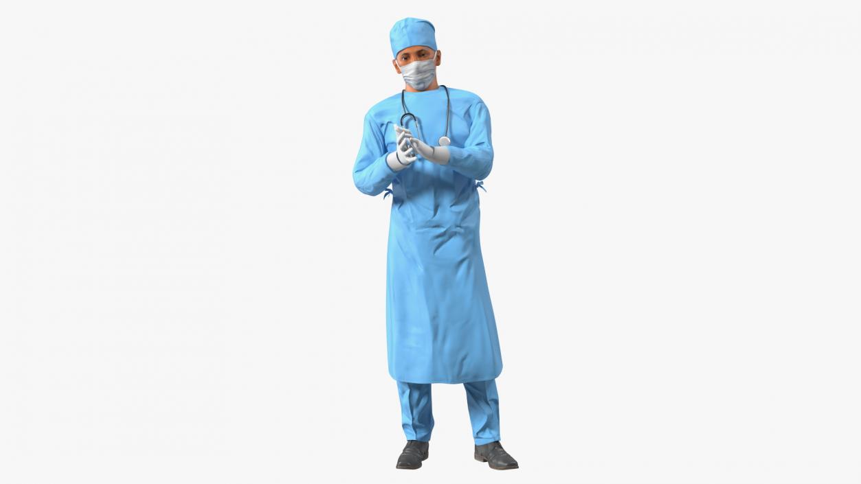 Surgeon Doctor in Mask Rigged 3D model