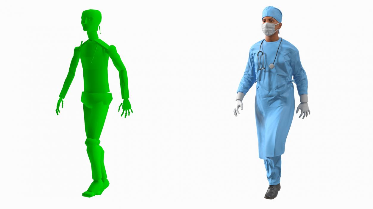 Surgeon Doctor in Mask Rigged 3D model