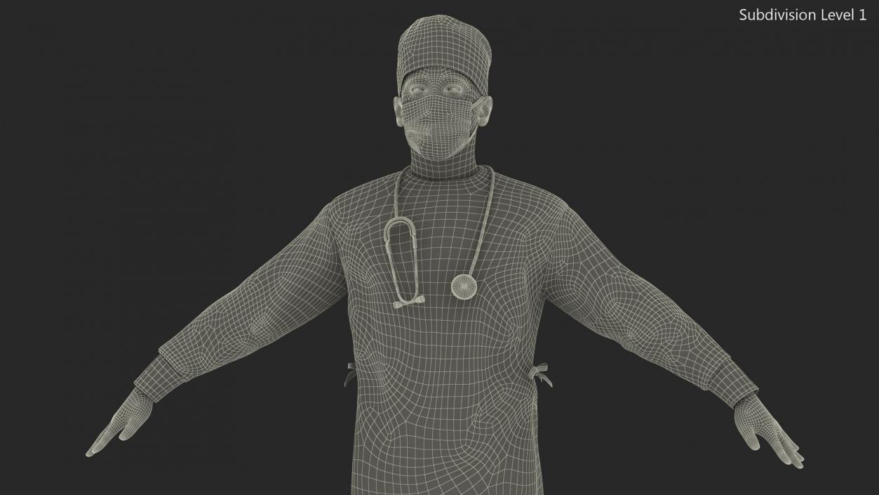 Surgeon Doctor in Mask Rigged 3D model