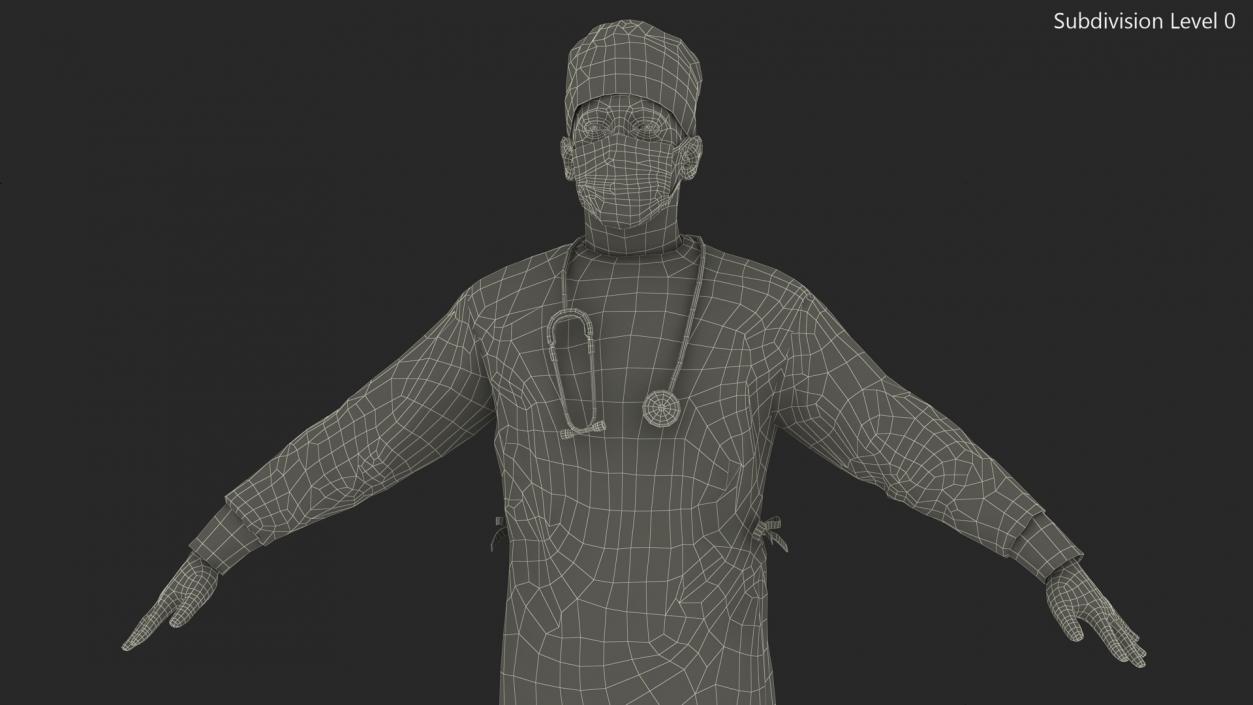 Surgeon Doctor in Mask Rigged 3D model