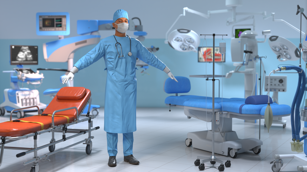 Surgeon Doctor in Mask Rigged 3D model