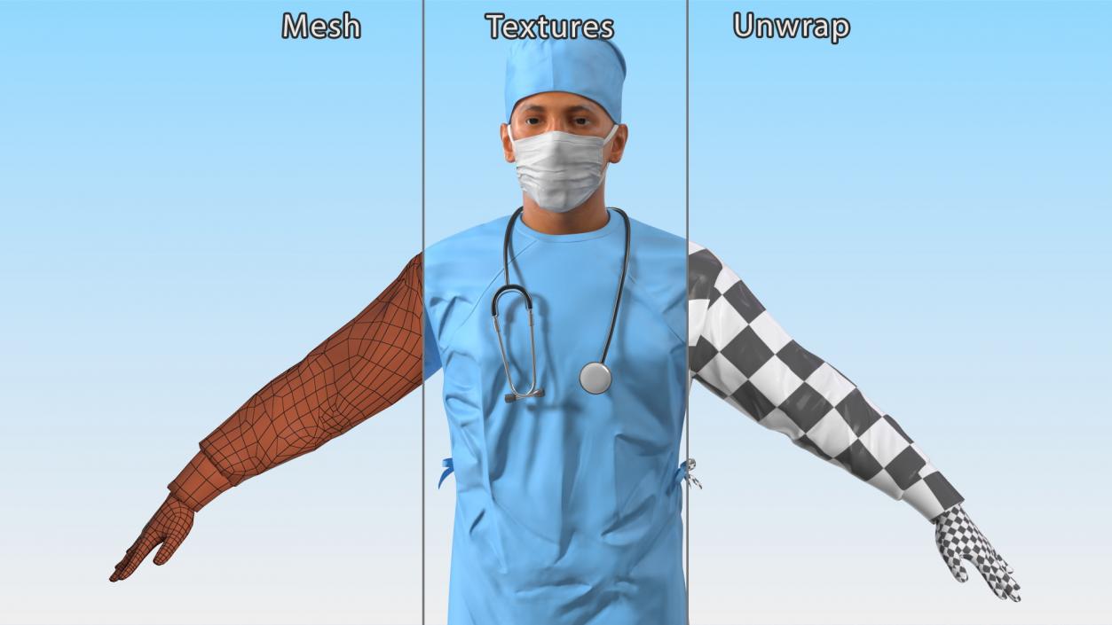 Surgeon Doctor in Mask Rigged 3D model